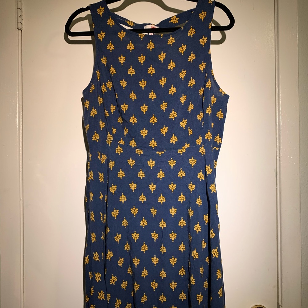 Blue & Gold Open Back Dress